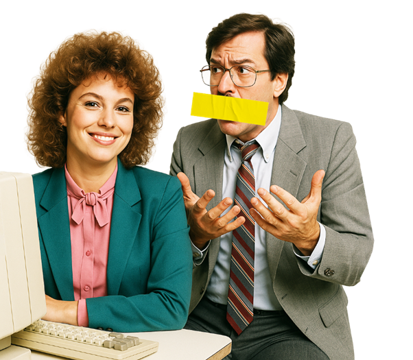 retro couple mouth tape