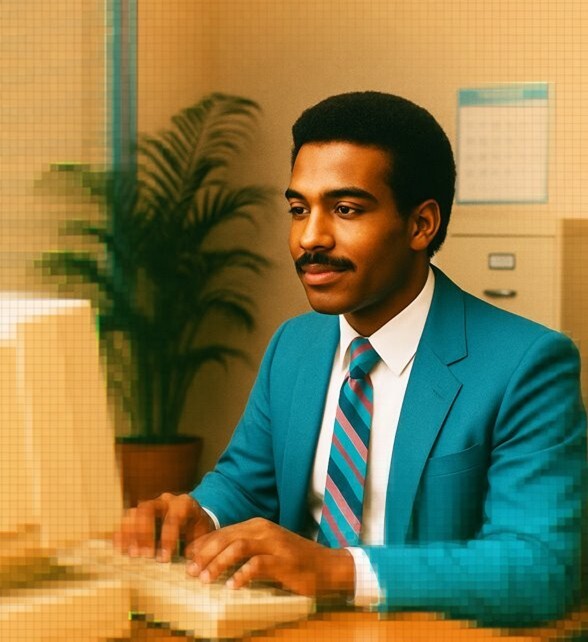 retro green suit man